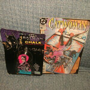 LOT Catwoman #15 1994 DC Comics Direct Edition & 1991 NWT Batman Returns CHALK